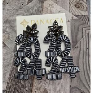 Panacea Black Beaded 2024 Novelty Stud Post Earrings